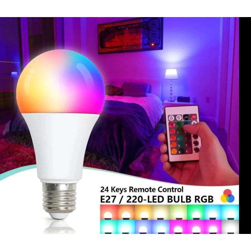 Generic 2 Ampoule LED RGB E27 avec télécommande – Éclairage multicolore - image 3