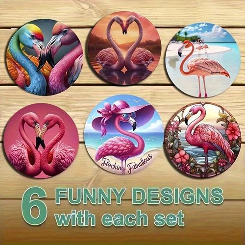 product_image_name-Generic-مجموعة من 6 حوامل أكواب بشكل فلامنغو خشبية - مقاومة للحرارة والبرودة، غير قابلة للانزلاق بتصميم جميل - مناسب لتزيين المطبخ، السيارة، المنزل، والمطعم - مثالي كهدية لعيد الحب-1