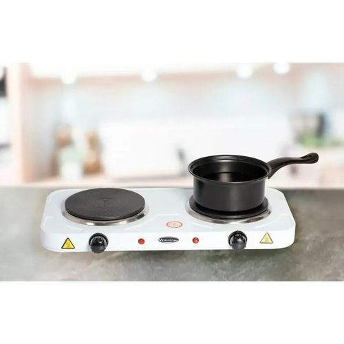 Hot Plate Table de cuisson électrique plaque chauffante 2 feux blanc 2000w  à prix pas cher