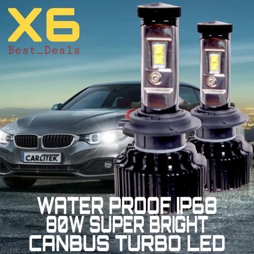 X6 2 pcs Turbo LED X6 H7 80W Canbus 7200LM 6000K pour Voiture et moto h7  Sel à prix pas cher