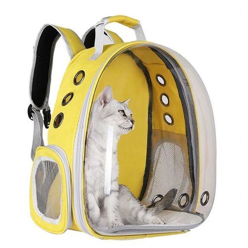 transparent pet backpack Sac cage de transport transparent pour chat et  chien couleur jaune à prix pas cher