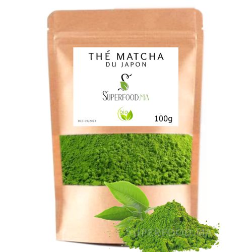 superfood.ma 100g THÉ MATCHA BIO DU JAPON. MINCEUR, DETOX, ANTIOXYDANT,  CONCENTRATION à prix pas cher