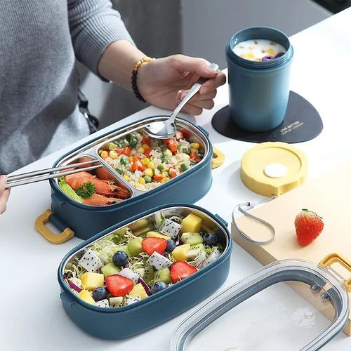 Generic Boîte Repas Compartimentée avec Couverts – Double Compartiment - image 2