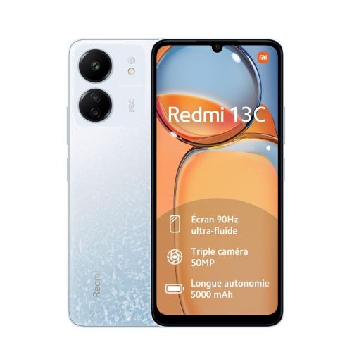 Redmi 13C – 6.74" – 8 Go / 256 Go – Helio G85 – 5000 mAh – 50 MP – Blanc