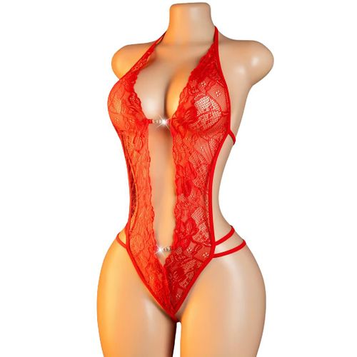 product_image_name-Generic-قميص نوم نسائي شفاف مثير، قميص نوم شبكي بدون أكمام، ملابس داخلية أنيقة وجذابة، فستان مثير، بودي مقاس كبير شبكي مرن، قميص نوم أنثوي للغاية، بحمالات متقاطعة-2