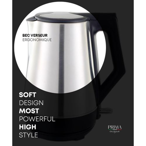 Bouilloire design, rotation 360°, Soft Touch, 1.7 l, 2200 W, gris - PEARL