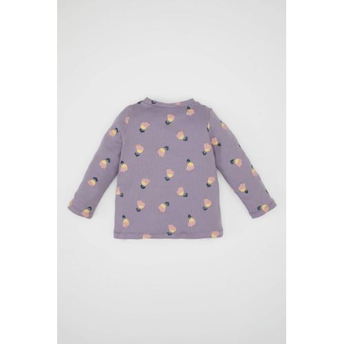 product_image_name-Defacto-تيشيرت بناتي بنقشة الزهور  كم طويل قصة عادية برقبة مستديرة-2