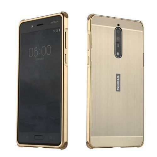 Mooncase Nokia Lumia 8 Case , Luxury Metal Bumper + Brushed Hard Plastic Back Cover 2 In 1 Cover Ultra Thin Frame