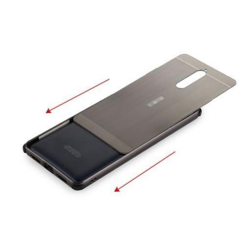 Mooncase Nokia Lumia 8 Case , Luxury Metal Bumper + Brushed Hard Plastic Back Cover 2 In 1 Cover Ultra Thin Frame