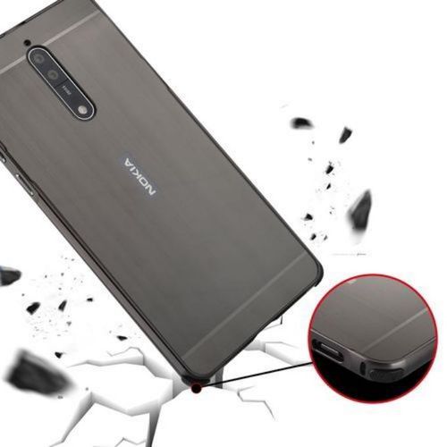 Mooncase Nokia Lumia 8 Case , Luxury Metal Bumper + Brushed Hard Plastic Back Cover 2 In 1 Cover Ultra Thin Frame