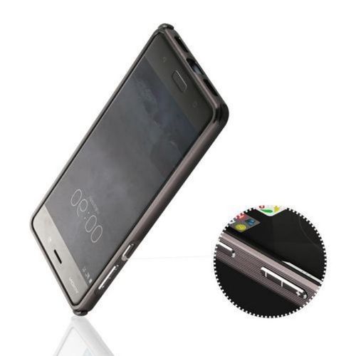 Mooncase Nokia Lumia 8 Case , Luxury Metal Bumper + Brushed Hard Plastic Back Cover 2 In 1 Cover Ultra Thin Frame