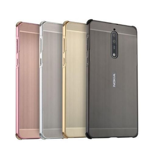 Mooncase Nokia Lumia 8 Case , Luxury Metal Bumper + Brushed Hard Plastic Back Cover 2 In 1 Cover Ultra Thin Frame
