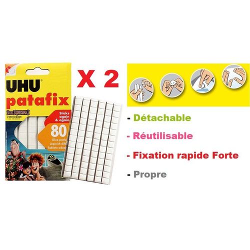 2 Boites Pâtes a fixe-80 Pastilles Adhésives Repositionnables.Fixation Forte