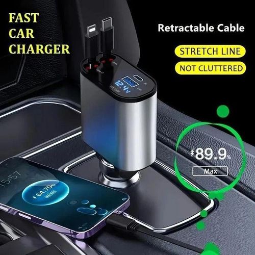 product_image_name-Generic-FAST Chargeur de voiture 120W Avec Cable Intégré rétractable Lightning Pour IOS IPHONE + Type-C ANDROID Berceaux-4