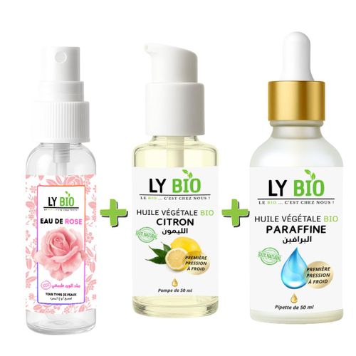 product_image_name-LY BIO-حزمة LYBIO ماء الورد 100 مل + زيت الليمون 50 مل - مضخة + زيت البارافين 50 مل - ماصة-1
