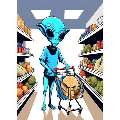 product_image_name-Generic-Alien at the supermarket  Poster Chambre Haute Qualité-1