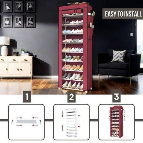 product_image_name-Generic-Armoire rangement 10 étages chaussures pliable avec housse protectrice pratique-3