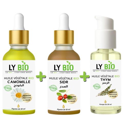 product_image_name-LY BIO-PACK HUILE CAMOMILLE 50ML - PIPETTE + HUILE SIDR 50ML - PIPETTE + HUILE THYM 50ML - POMPE-1
