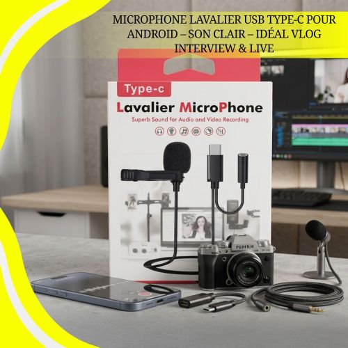 product_image_name-Generic-Microphone Lavalier USB Type-C pour Android – Son Clair – Idéal Vlog, Interview & Live-1