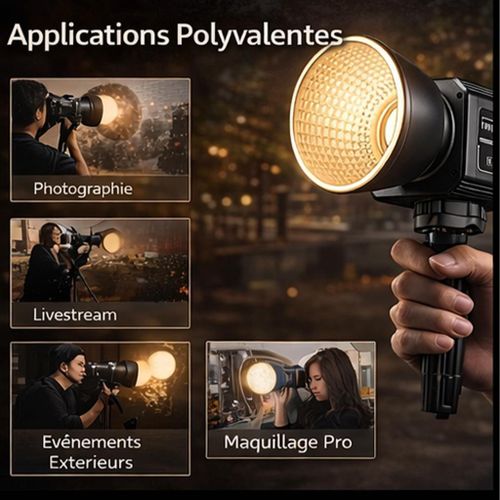 product_image_name-Generic-COB YM-S100 – Lampe LED de Remplissage Extérieure Rechargeable – 3200K-6800K – Batterie 12000mAh – Kit Complet avec Réflecteur et Support-7