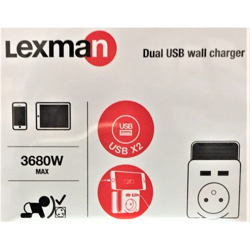 Lexman By Leroy Merlin Chargeur 2 USB Avec Repose-téléphone - Sans Câble - 1 Prise - Blanc