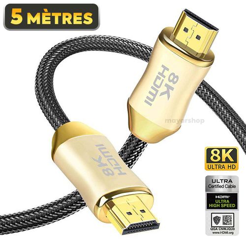 Generic Cable HDMI 8K HDR 5M 48Gbps HDCP 2.2 eARC 3D ultra Haute Vitesse pour PC PS4 PS5 Xbox TV