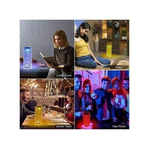 product_image_name-Generic-Lampe de table diamant 16 couleurs, Veilleuse LED Acrylique rechargeable avec télécommande-3