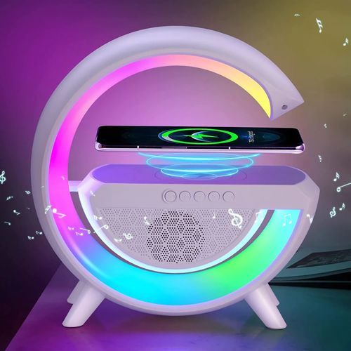 Blanc UE - Lampe LED RGB multicolore avec chargeur sans fil, alarme,  réveil, haut parleur Bluetooth, lampe de - Cdiscount Maison