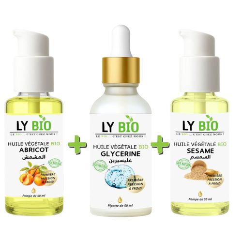 product_image_name-LY BIO-PACK HUILE ABRICOT 50ML - POMPE + HUILE GLYCERINE 50ml - PIPETTE + HUILE SESAME 50ml - POMPE-1