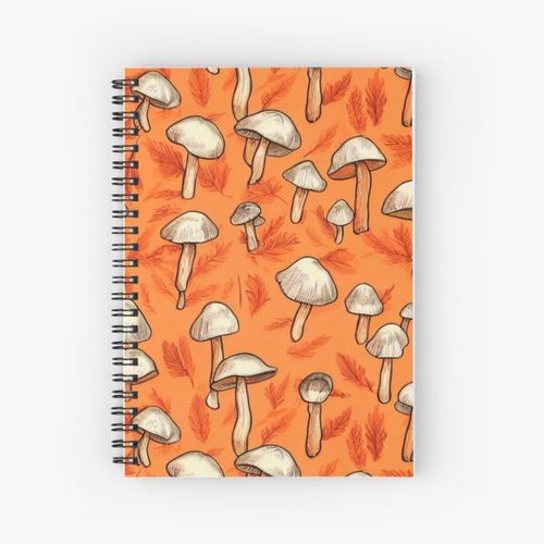 product_image_name-Generic-Vintage Mushroom Pattern - Orange and White Spiral Notebook Bloc note-1