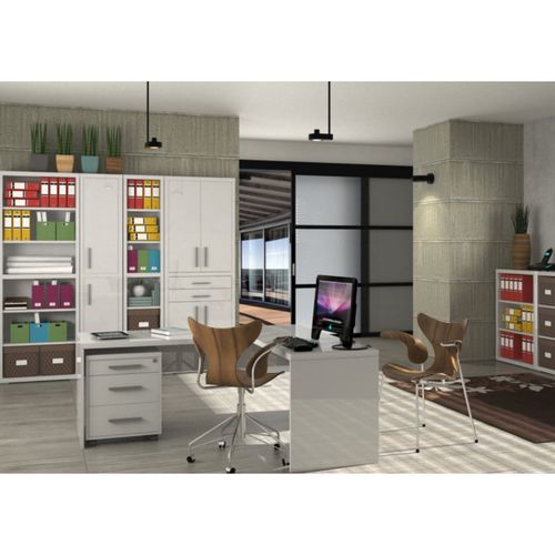 product_image_name-Kitea-Bureau DISEGNO Avec Retour Caisson non inclus - Blanc Nacré-2