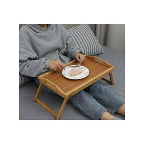 Generic Table de Lit Pliable en Bambou Laqué Plateau Petit