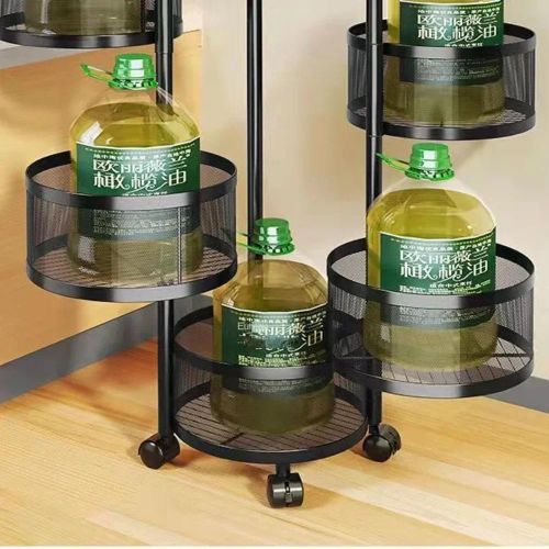 product_image_name-Generic-رف تخزين دوار بخمسة أرفف مزود بعجلات، عربة مطبخ متعددة الوظائف متنقلة، منظم منزلي معدني مقاوم للصدأ، موفر للمساحة-7