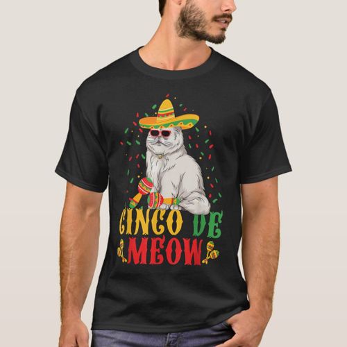 product_image_name-Generic-Cinco de Meow Cute Cinco De Mayo Cat Sombrero Meic T-Shirt-1
