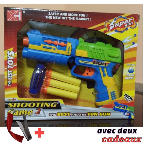 Generic Soft Bullet Pistolet Jouet Avec 6 fléchettes En Mousse et une base  pour visé à prix pas cher