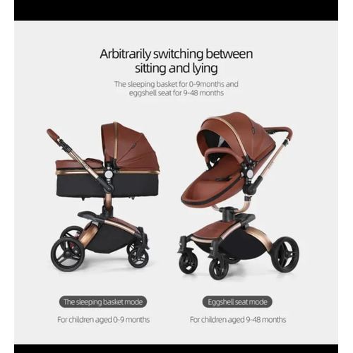 Generic poussette cuir de luxe 3 en 1