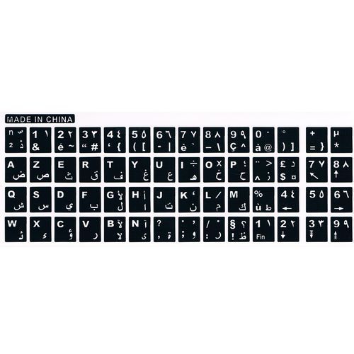 Autocollant Clavier AZERTY lettres sticker Touche Français Noir PC