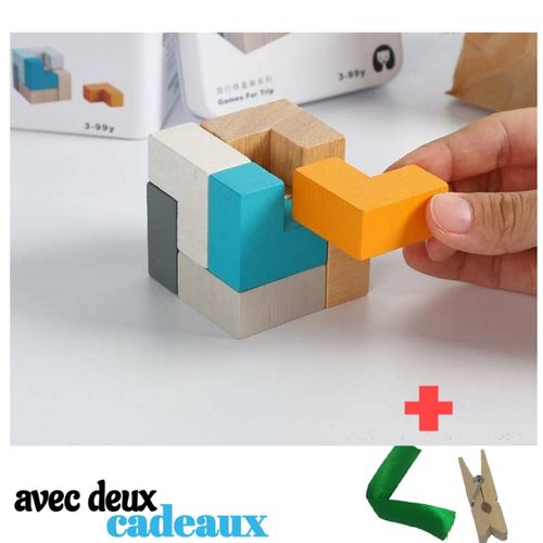 Generic Pincette avec Cube de puzzles 3D en bois casse-tête dans