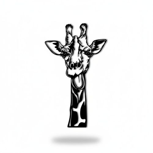product_image_name-Generic-Tableau mural noir représente une tête de girafe rigolote en bois MDF 20*40CM-2
