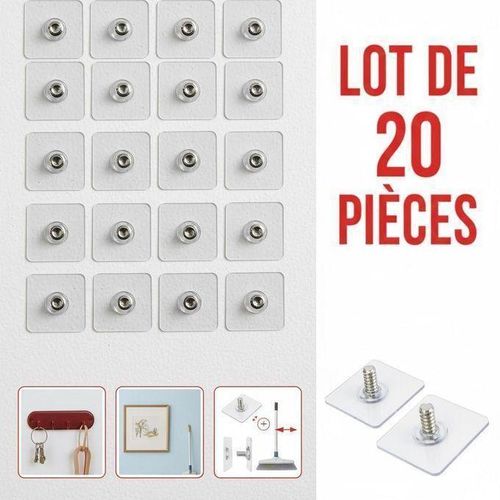 product_image_name-Generic-Lot de 20 Attaches Murales Adhésives - Crochets & Fixations Sans Percer pour Tableaux, Photos, Décor, Cuisine, Salle de Bain – Fixation Murale Robuste et Amovible-1
