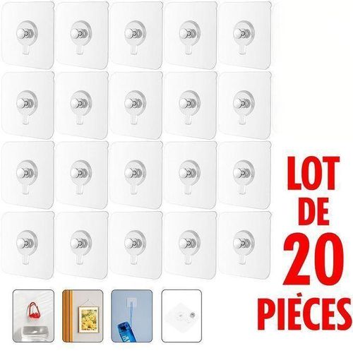 product_image_name-Generic-Lot de 20 Attaches Murales Adhésives - Crochets & Fixations Sans Percer pour Tableaux, Photos, Décor, Cuisine, Salle de Bain – Fixation Murale Robuste et Amovible-6
