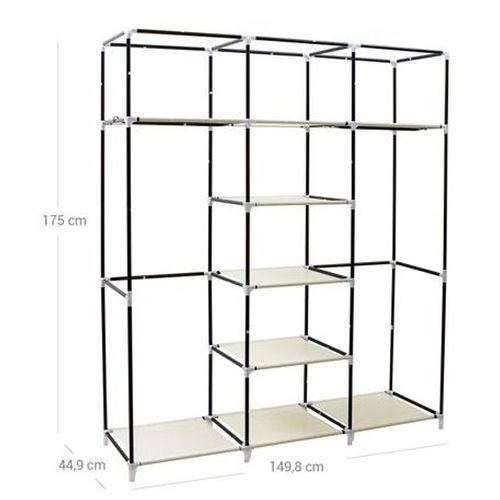 product_image_name-Generic-خزانة تخزين الملابس من القماش والفولاذ لغرف النوم - الحجم الكبير، خزانة تخزين كبيرة، ماريو للملابس والأغطية-4