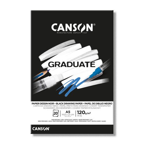 Canson Blocs Papiers Graduate Papier dessin noir - A5 - 120g/m²