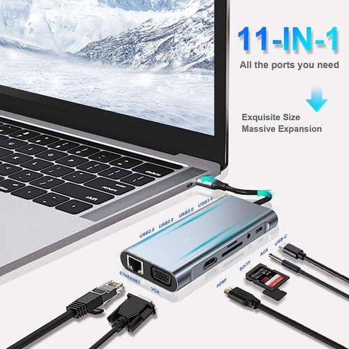 Generic Adaptateur Hub USB C 6 En 1 avec Ethernet Multi-Port Type C Adapter  with 4K HDMI à prix pas cher