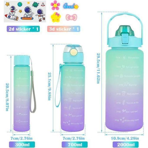 product_image_name-Generic-3 قطع زجاجة ماء رياضية 2 لتر مع قشة 2 لتر + 700 مل + 300 مل زجاجة ماء-2