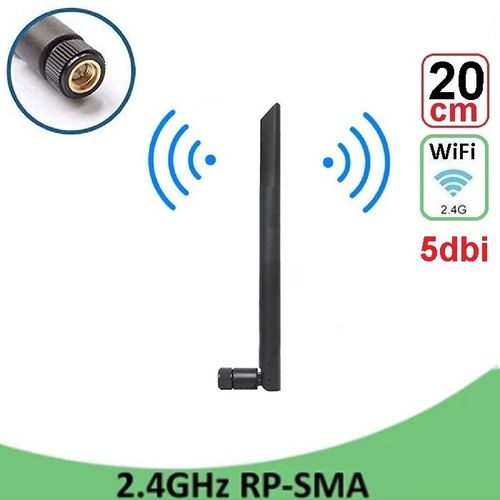 Generic Antenne WiFi Gain 5 dBi Longueur 20cm 2,4GHz connecteur RP-SMA  Pliable à prix pas cher