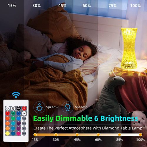 Lampe de table en cristal dimmable avec couleur 16 Rgb