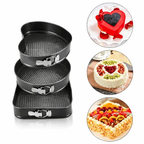 product_image_name-Generic-مجموعة قوالب الكيك القابلة للفك – 3 أشكال مختلفة (قلب، دائري، مربع) غير لاصقة-1