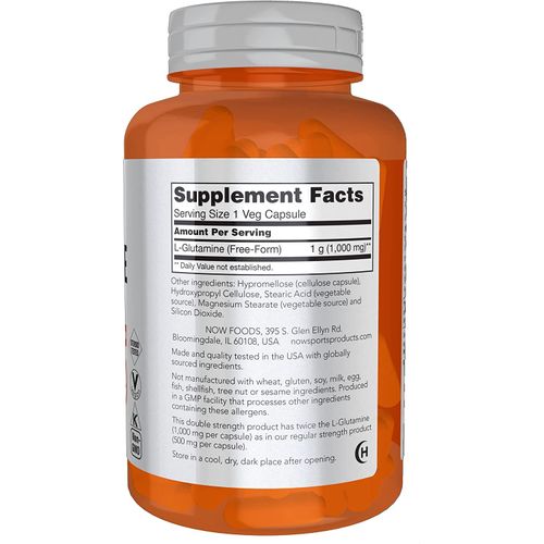 product_image_name-Now Foods-Now Foods, L-Glutamine, Double Strength 1,000 mg, Amino Acid, 120 Veg Capsules-2