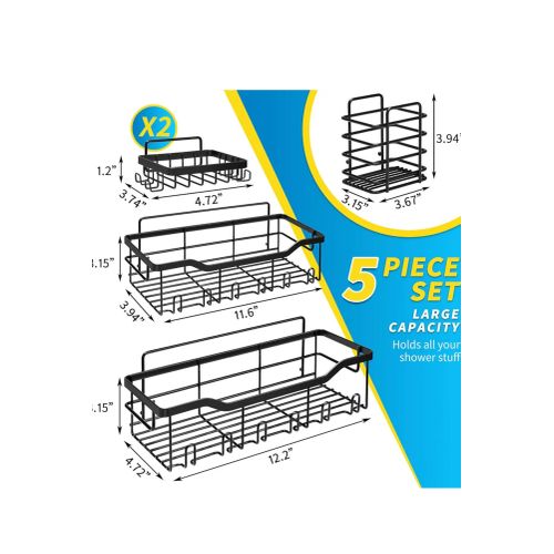 product_image_name-Generic-Etagère Douche sans Percage, 5 PCS Etagere Rangement, Accessoire de Salle de Bain en Acier Inoxydable 304, Rangement Douche Noir-2